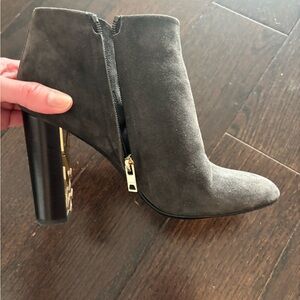 Burberry Charcoal Suede Heeled Boots